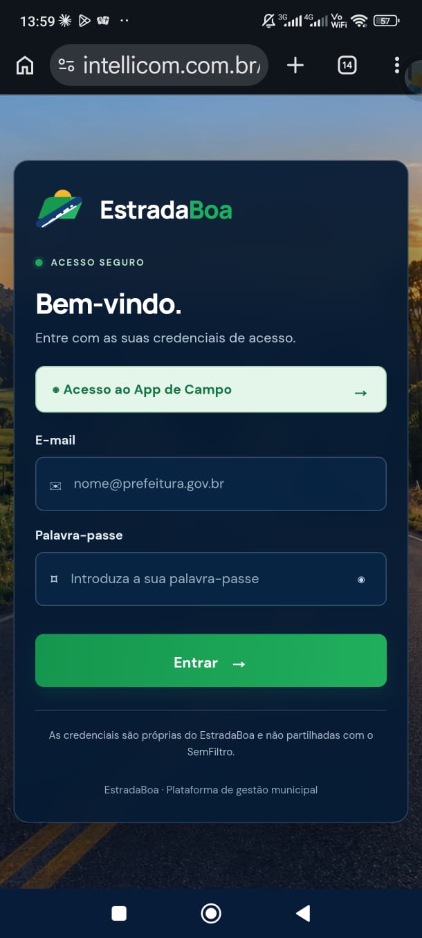 Tela de login do EstradaBoa com acesso seguro