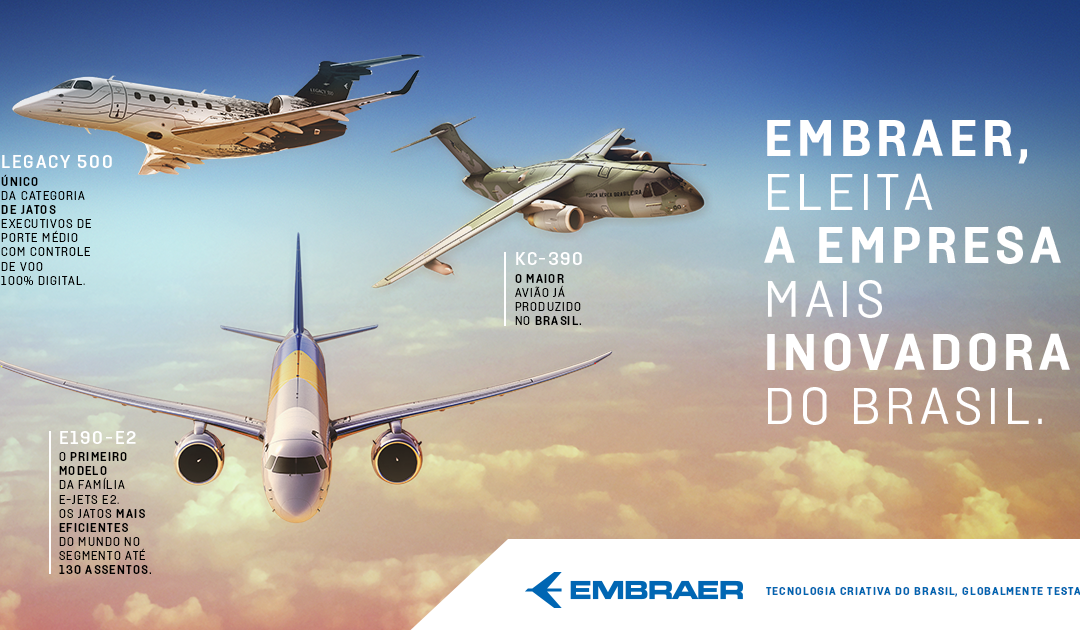 Embraer é a empresa campeã na área de inovação em 2016